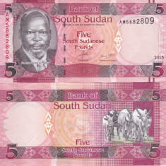 Sudan Sudanul de Sud 5 Pounds 2015 UNC