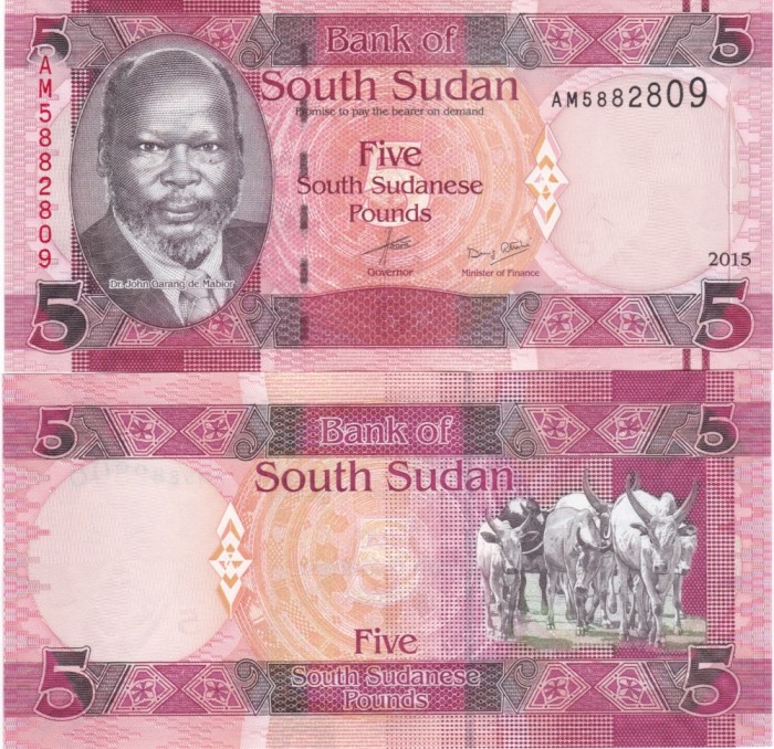 Sudan Sudanul de Sud 5 Pounds 2015 UNC