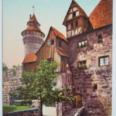 Carte postala veche Germania- Postkarte - Nürnberg, Eingang zur Burg mit Vestne