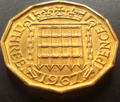 Moneda 3 (Three) Pence - ANGLIA, anul 1967 *cod 3279 --- a.UNC foto