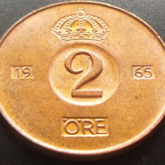 Moneda 2 ORE - SUEDIA, anul 1965 * cod 4144 = A.UNC