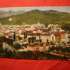 Ilustrata Brasov - Vedere Generala 1918 cenzurat 1919 cu 10 bani Carol I tipogr.