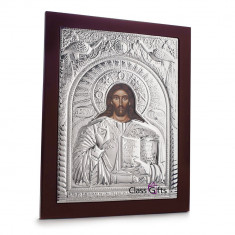 Iisus Hristos, 14X18cm, Argintie cu Rama Maro, Dreptunghiulara,Cod Produs:927 foto