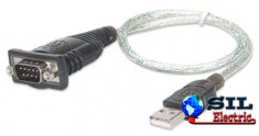 Convertor USB A tata &amp;gt; RS232 9 pini D-SUB tata 1.5m 205146, Manhattan foto