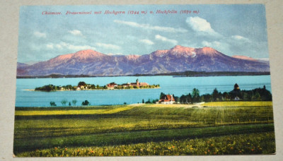 CP - Carte postala veche - Fraueninsel im Chiemsee mit Hochfelln und Hochgern foto