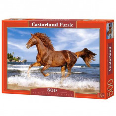 Jucarie Puzzle cu un cal pe plaja 500 pcs Castorland foto