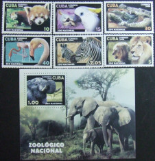 CUBA - FAUNA DIN GRADINA ZOO, 2008, 6 V + 1 S/S, NEOBLIT. - CU 26 foto