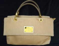 GEANTA DAMA BLANA ECOLOGICA BEJ NUDE CAMEL made in ITALY 5 COMPARTIMENTE foto