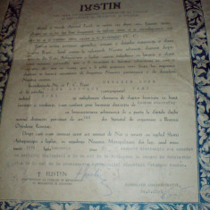 Diploma distinctia iconom stavrofor, semnat de Justin (viitor Patriarh) , 1976