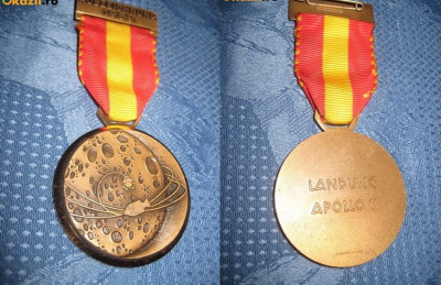 358-Apollo 11 1969 cupru Medalie aterizarea navei. foto