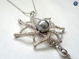 SET BIJUTERII dama (lantisor+cercei)- inox placat cu aur 18k,perla si cristale