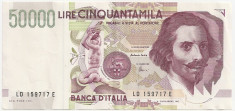 ITALIA 50000 LIRE 1992 AUNC foto