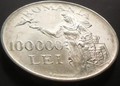 MONEDA ISTORICA ARGINT 100000 Lei- ROMANIA anul 1946 *cjaCOD 12 = excelenta! foto