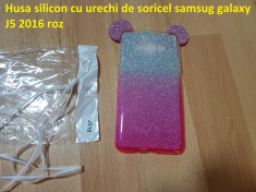 Husa silicon cu urechi de soricel samsug galaxy J5 2016 roz foto