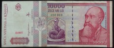 Bancnota 10000 LEI - ROMANIA, anul 1994 * cod 196 = Seria B 0027 - 491693