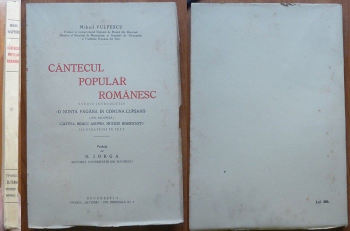 Vulpescu, Cantecul popular romanesc, O nunta pagana la Lupsani, 1930, editia 1