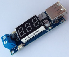 DC-DC converter step-down, IN:4.5-40V, OUT:5V, (2A) USB + voltmetru (DC346) foto