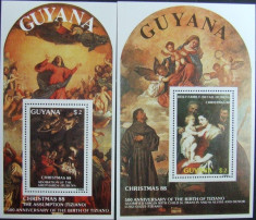 GUYANA - PICTURI-CRACIUN 88, 2 S/S, NEOB. - E6123 foto