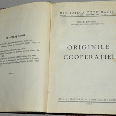 Carte veche - Originile Cooperatiei Eugen Pavlescu - 1931 Iasi / dedicatie Blaj