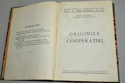 Carte veche - Originile Cooperatiei Eugen Pavlescu - 1931 Iasi / dedicatie Blaj foto