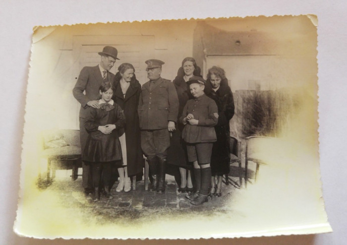 Fotografie veche, 1934, militar / capitan armata cu familie