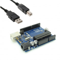 UNO R3 (ATmega328p + ATmega16u2) - Placa de Dezvoltare Compatibila cu Arduino &amp;amp;#351;i Cablu 50 cm foto