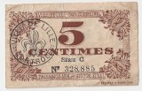 FRANTA VILLE DE LILLE BON COMMUNAL 5 CENTIMES VF CU STAMPILA 1917