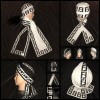 SET 2 in 1 UNISEX FULAR + FES FENDI MONOGRAME ALB NEGRU 100% LANA