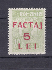 1928 - &amp;quot;Factaj 5 lei&amp;quot; - supratipar pe tipografiate - MNH foto