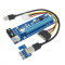 Riser PCI iUni V007, PCI-E 1X - 16X, cablu 6 pini, USB 3.0, mining BTC, ETH