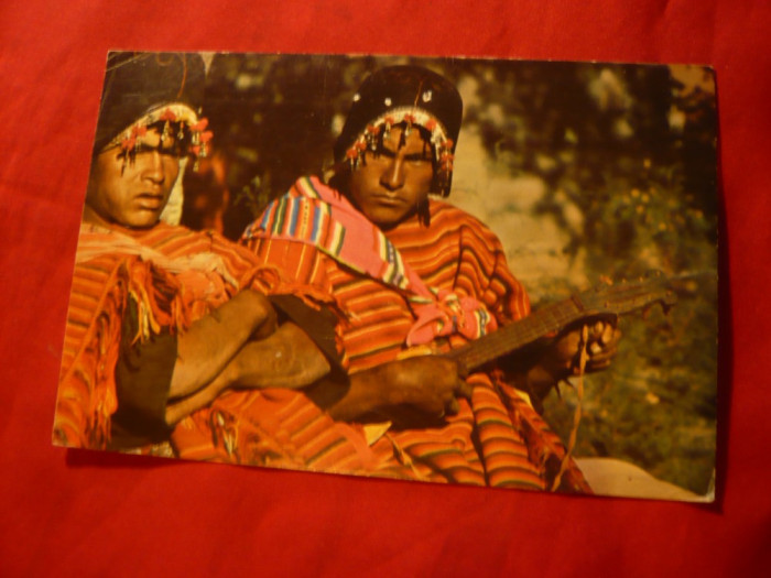 Ilustrata Folclor - Tarani Bolivia , francatura mecanica rosie