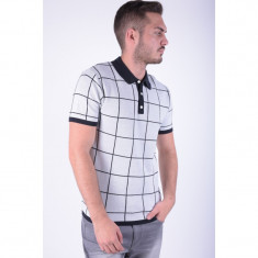 Tricou Polo Bumbac Selected Greaser Knitted Alb foto