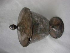 Cupa cu capac din alama argintata marcata Prima NS foto