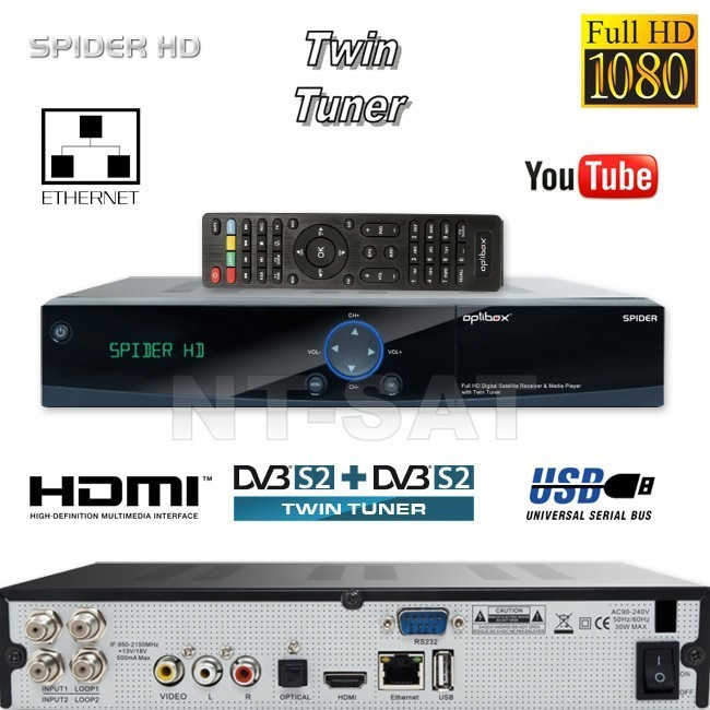 Receptor satelit HD Optibox Spider Full HD 1080p Twin tuner  (2xDVB-S/DVB-S2) | arhiva Okazii.ro