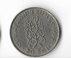 Moneda 20 sen 1994 - Brunei foto