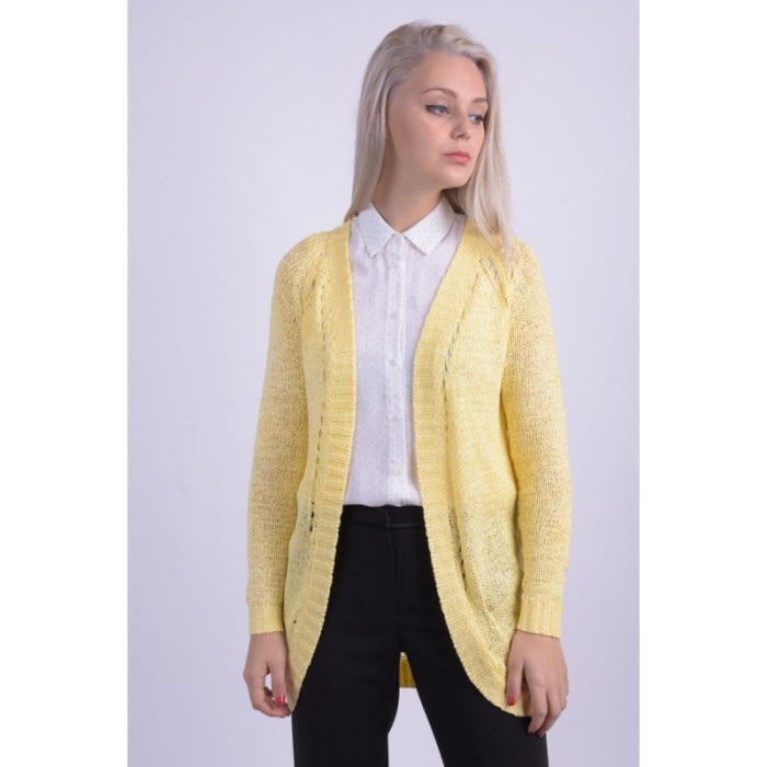 Cardigan Lung Vila Ray Knit Pale Banana Galben foto mare Cardigan Lung Vila Ray Knit Pale Banana Galben foto mare