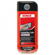 Lotiune pentru ceruit si lustruit rosu + creion corector SONAX Polish &amp;amp; wax color NanoPro cod SO296400 foto