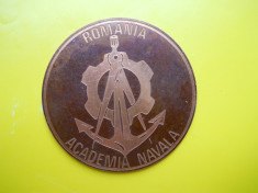 HOPCT MEDALIE ROMANIA ACADEMIA NAVALA / INGINERI - D= 82 MM - RARA RARISIMA !!! foto