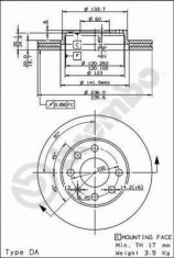 Disc frana fata ventilat Daewoo Cielo fabricat in perioada 02.1995 - 06.2008 BREMBO cod 52- 09.3090.14 foto