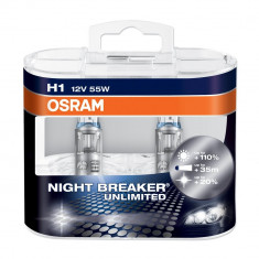 Set 2 becuri Osram H1 Night Breaker Unlimited (+110% lumina) 12V 55W cod 64150NBU foto