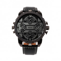 Ceas militar Oulm Quartz Chronograph 4-Dial 3233, negru foto