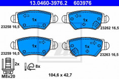 Set placute frana spate Opel Zafira A fabricat in perioada 04.1999 - 06.2005 ATE cod 13.0460- 3976.2 foto