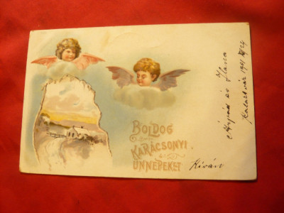 Ilustrata Litografie - Ingerasi ,circulat 1901 Cluj-Turda foto