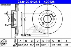 Disc frana fata Renault Megane 1 I fabricat in perioada 08.1995 - 08.2003 ATE cod 188- 24.0120-0125.1 foto