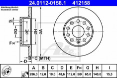 Disc frana spate VW Caddy 3 III fabricat incepand cu 03.2004 ATE cod 100- 24.0112-0158.1 foto