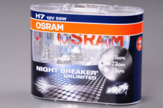 Set 2 becuri Osram H7 Night Breaker Unlimited (+110 lumina) 12V 55W cod 64210NBU / 64210NBU DUO foto