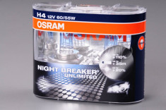 Set 2 becuri Osram H4 Night Breaker Unlimited (+110 lumina) 12V 60/55W cod 64193NBU / 64193NBU DUO foto