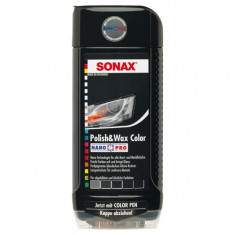 Lotiune pentru ceruit si lustruit negru + creion corector SONAX Polish &amp;amp; wax color NanoPro cod SO296100 foto