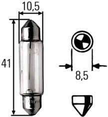 Bec SV8,5 12V 10W 11/41mm HELLA cod 8GM 002 091-131 foto