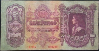 Bancnota istorica 100 PENGO - UNGARIA, anul 1930 *cod 742 foto